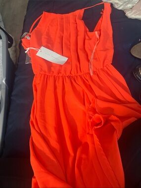 Lush Bright Orange Sleeveless Girls' Dress